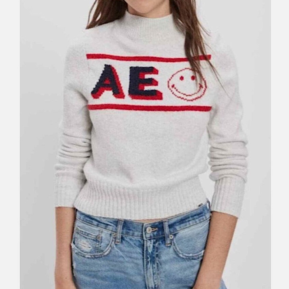 American Eagle x Smiley mock neck sweater